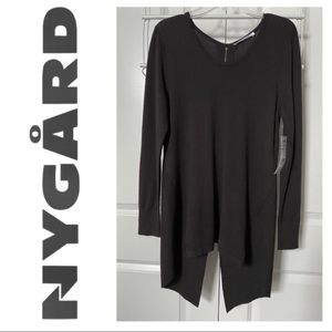 NWT SM GREY Sweater Tunic w Asymmetrical Back w Zip